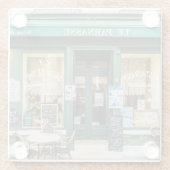 フランスのカフェ：ベルサイユの居心地の良いシーン。 ガラスコースター (裏面)