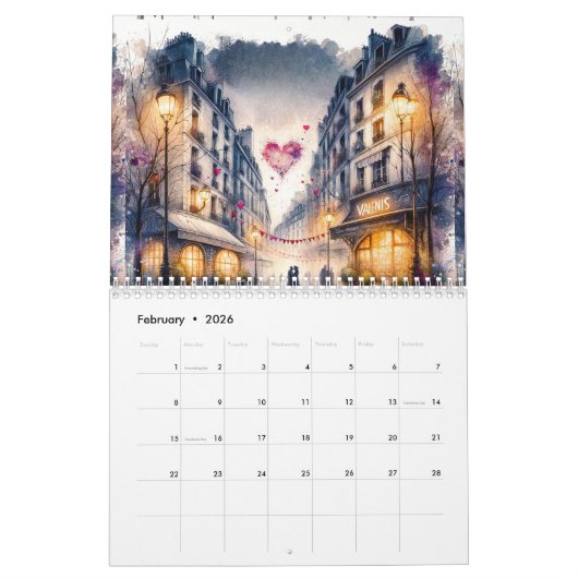 フランスのカレンドライヤーデメルヴェイユ:ウンオディセー カレンダー (2月 2026)