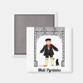 フランスのガルソネ・デ・ミディ・ピレネー マグネット (正面/裏面)