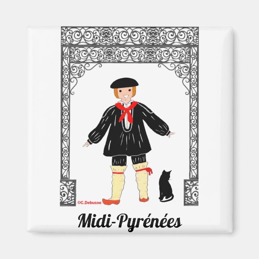 フランスのガルソネ・デ・ミディ・ピレネー マグネット (正面)