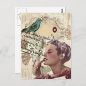 フランスのガーリースクリプトファッショニスタ ポストカード (正面/裏面)