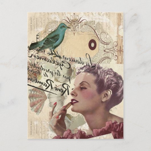 フランスのガーリースクリプトファッショニスタ ポストカード (正面)