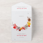 フランスのキスをしたスイートベリーグレープス フラワーズ ウェディング オールインワン招待状 (外側)