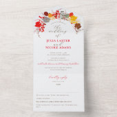 フランスのキスをしたスイートベリーグレープス フラワーズ ウェディング オールインワン招待状 (内側)