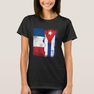 フランスのキューバ国旗ハーフキューバナフランスのキューバルーツV Tシャツ