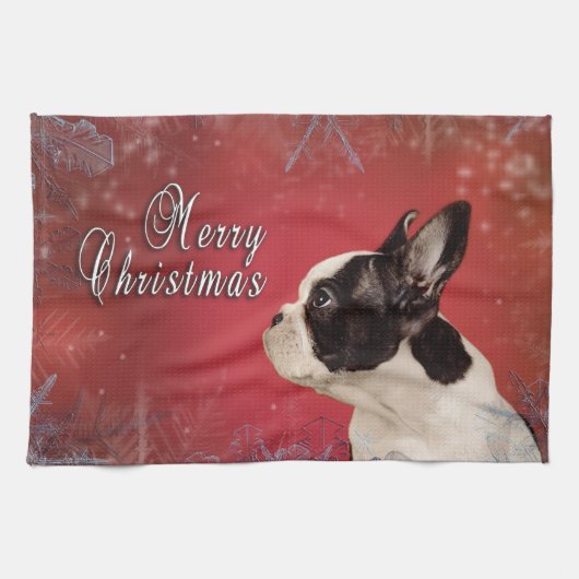 フランスのクリスマスカード キッチンタオル (横)