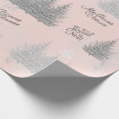 フランスのクリスマスフォレストディアツリーピンクジュウノエル ラッピングペーパー (角)