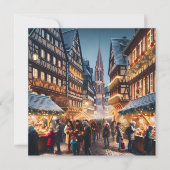 フランスのクリスマスマーケット、ストラスブールの人々 シーズンカード (正面)