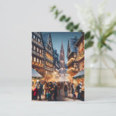 フランスのクリスマスマーケット、ストラスブールの人々 シーズンポストカード (スタンド正面)