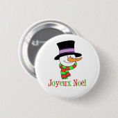 フランスのクリスマス雪だるまジョユーヌール 缶バッジ (正面&裏面)