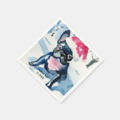 フランスのクリスマス・サンタハット付きブルドッグカスタム スタンダードカクテルナプキン (角)