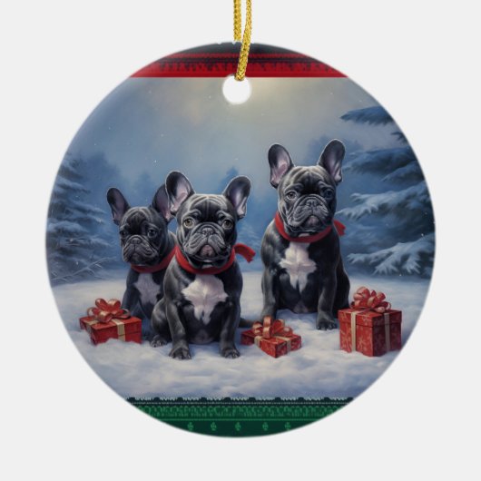 フランスのクリスマス セラミックオーナメント (正面)