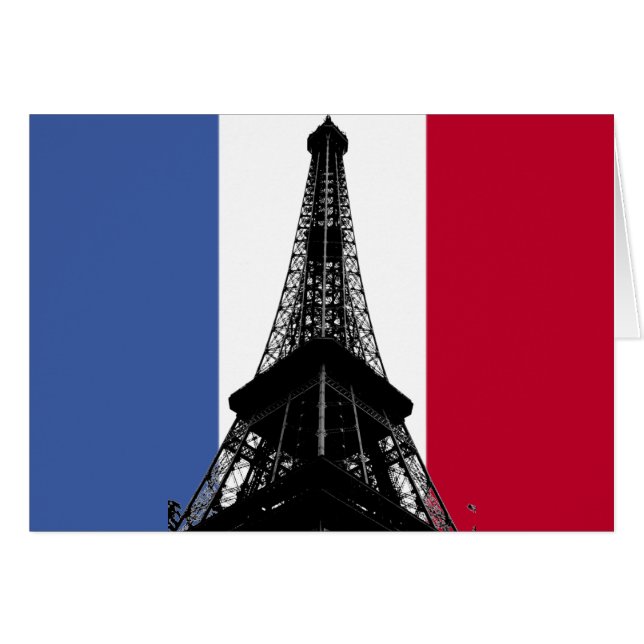 フランスのグリーティング/ノートカードの国旗 (正面横)