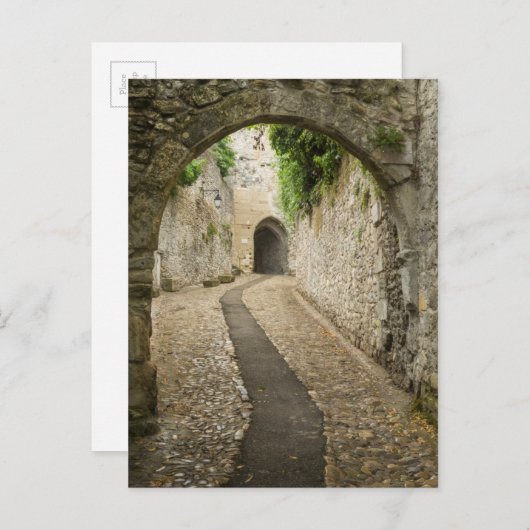 フランスのグレーの敷石の通り ポストカード (正面/裏面)