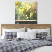 フランスのコテージ黄色い花 キャンバスプリント (インサイチュ (寝室))