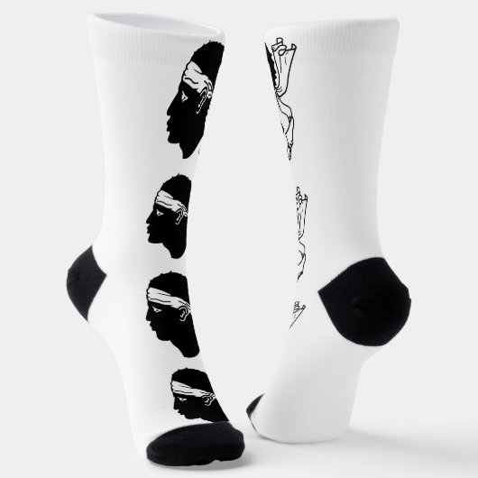 フランスのコルシカ国旗を持つ男性クルー用ソックス ソックス (傾斜あり)