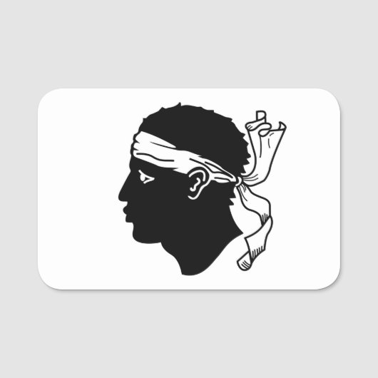 フランスのコルシカ州旗を持つ愛国的な名前タグ 名札 (正面)