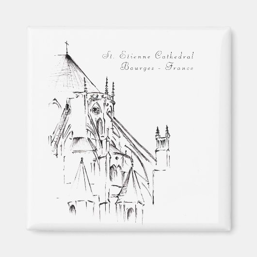 フランスのゴシック様式のブルージュ大聖堂 マグネット (正面)