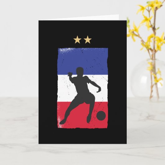 フランスのサッカージャージーサッカーファンフランスの国旗 カード (黄色い花)