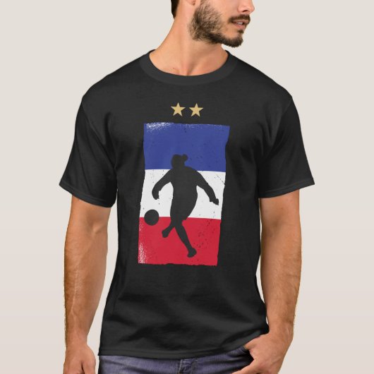 フランスのサッカージャージーサッカーファンフランスの国旗 Tシャツ (正面)