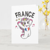 フランスのサッカーファンユニコーンハート旗 カード (黄色い花)