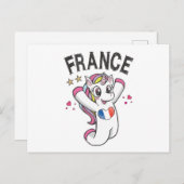 フランスのサッカーファンユニコーンハート旗 ポストカード (正面/裏面)