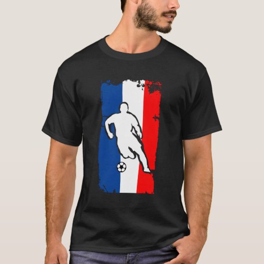 フランスのサッカーフランスのジャージー州旗フットボールフットボール Tシャツ (正面)