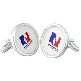 フランスのサッカーボールと国旗 カフスボタン