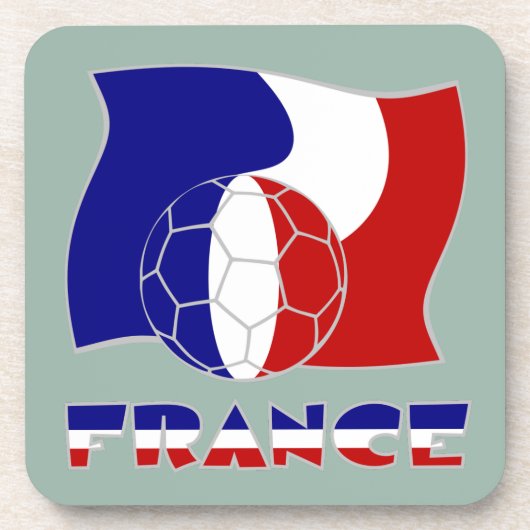 フランスのサッカーボールと国旗 コースター (正面)