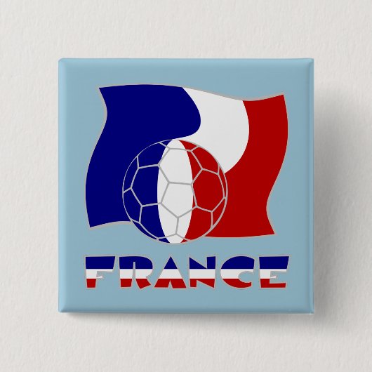 フランスのサッカーボールと国旗 缶バッジ (正面)