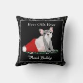 フランスのサンタの帽子にブルドッグパピースイン装飾用クッション クッション (裏面)