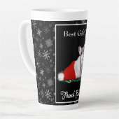 フランスのサンタの帽子にブルドッグパピーマウグ カフェラテマグ (左アングル)