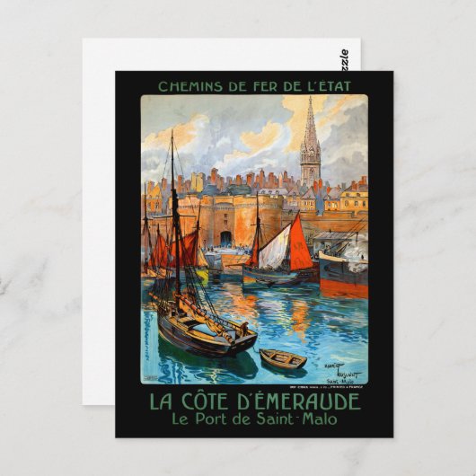 フランスのサンマロがヴィンテージ旅行のポスターを復元 ポストカード (正面/裏面)