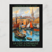 フランスのサンマロがヴィンテージ旅行のポスターを復元 ポストカード (正面)