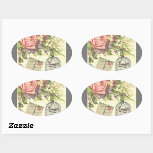 フランスのシックなヴィンテージパリステッカー 楕円形シール (シート)