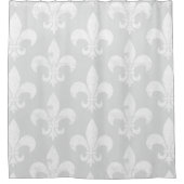 フランスのシックな中立灰色および白い（紋章の）フラ・ダ・リ シャワーカーテン (正面)