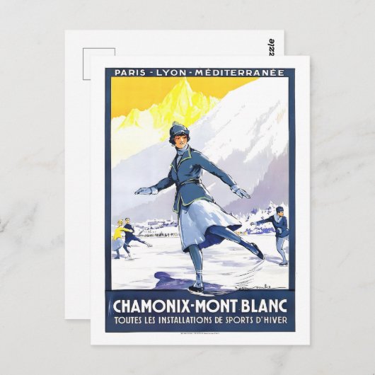 フランスのシャモニーのヴィンテージ旅行ポスター ポストカード (正面/裏面)
