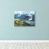 フランスのシャモニー上空のケーブルカー キャンバスプリント (インサイチュ (ウッドフロア))