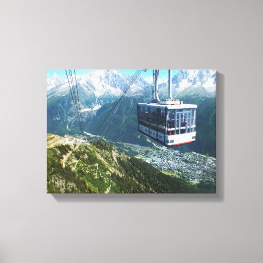 フランスのシャモニー上空のケーブルカー キャンバスプリント (正面)