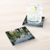 フランスのジヴェルニーにあるモネのユリ池 ガラスコースター (アングル)