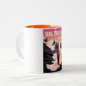 フランスのスキーポスター、Val Thorens氏 ツートーンマグカップ (正面左)