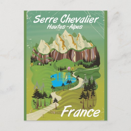 フランスのスキー旅行ポスター、Serre Chevalier ポストカード (正面)