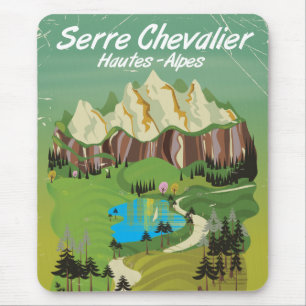 フランスのスキー旅行ポスター、Serre Chevalier マウスパッド