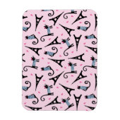 フランスのスタイルの衣装を着たエッフェルタワー柄の猫 マグネット (縦)