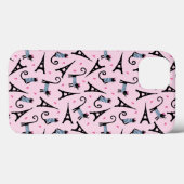 フランスのスタイルの衣装を着たエッフェルタワー柄の猫 Case-Mate iPhoneケース (裏面 (横))