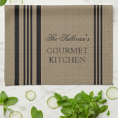 フランスのスタイルストライプバープパーソナライズされたキッチン キッチンタオル (折り畳み)