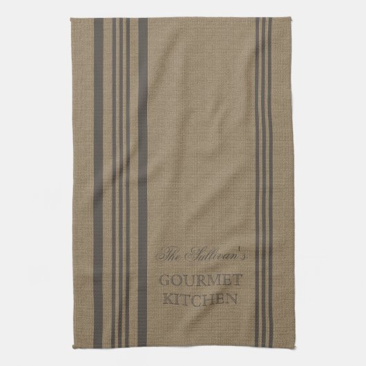 フランスのスタイルストライプバーラップパーソナライズされたキッチン キッチンタオル (縦)