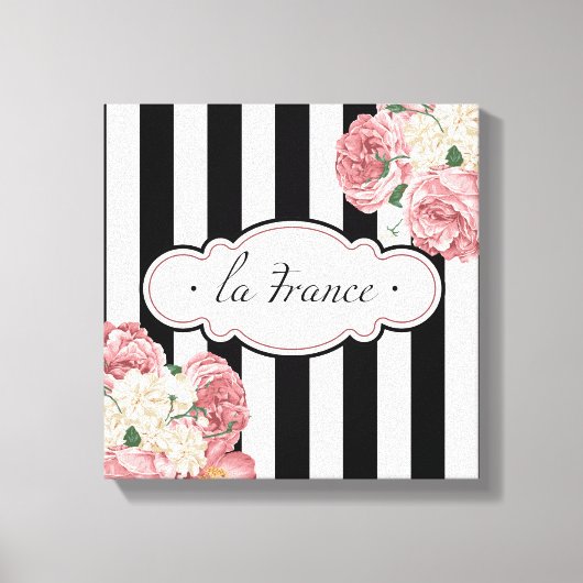 フランスのストライプバラ キャンバスプリント (正面)
