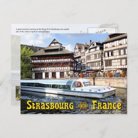 フランスのストラスブールのイル川のクルージング ポストカード (正面/裏面)