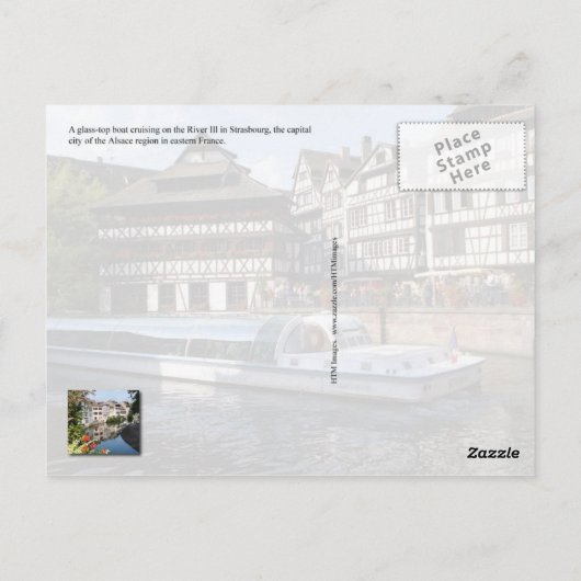 フランスのストラスブールのイル川のクルージング ポストカード (裏面)
